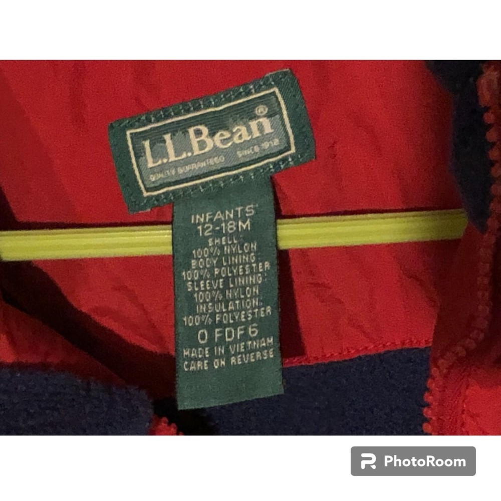 LL Bean Infants Red Winter Coat Jacket Vintage Style Size 12-18M - Picture 7 of 7